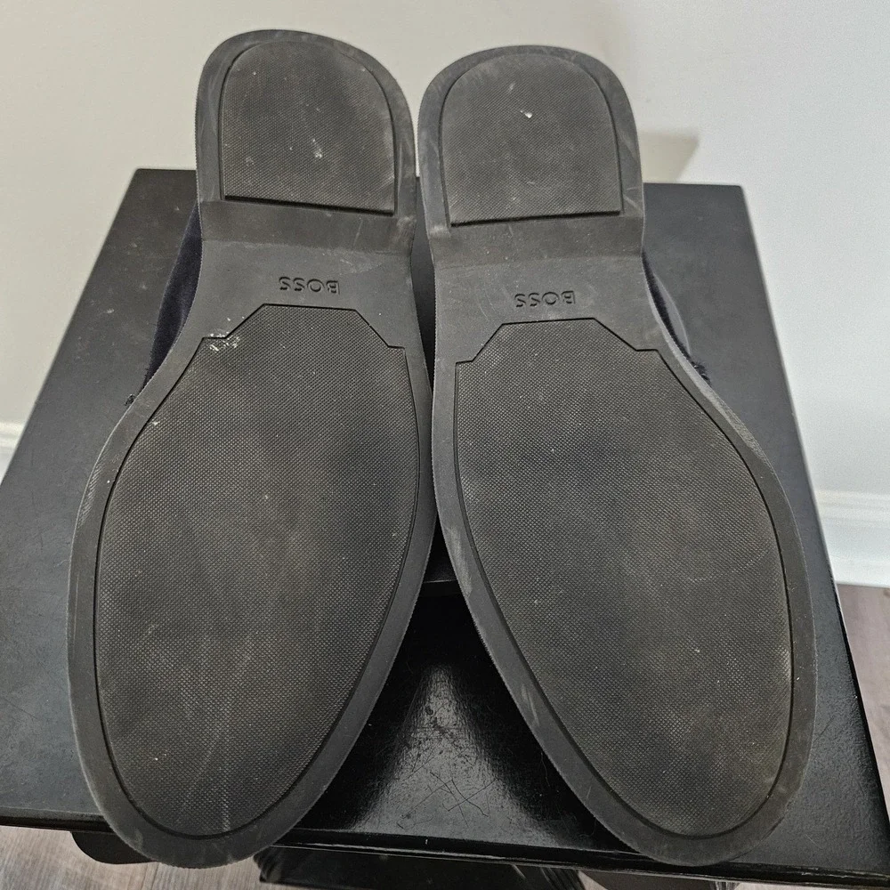 Hugo Boss Sienne Loafers Navy Blue Suede Slip-On Casual Shoes Size 10